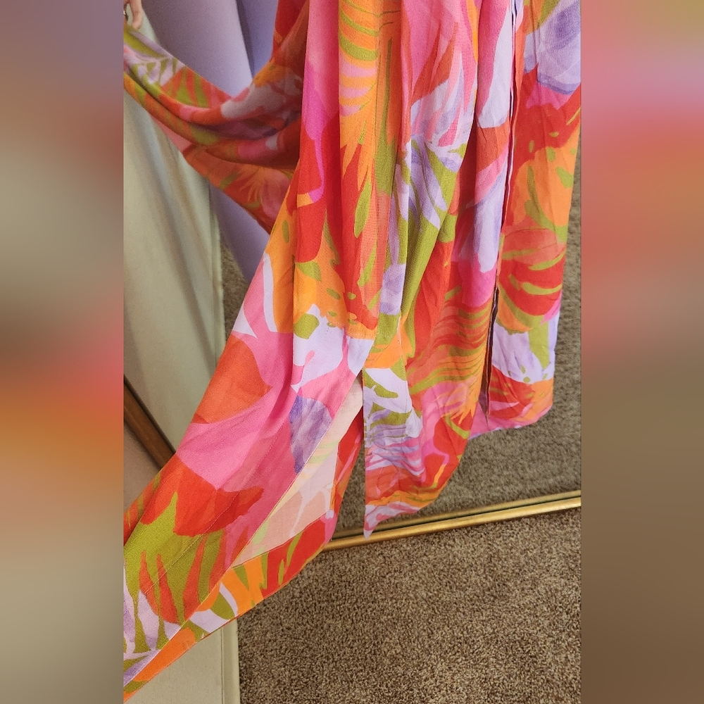 Farm Rio Colorful Leaves Midi Dress - Picture 12 of 14